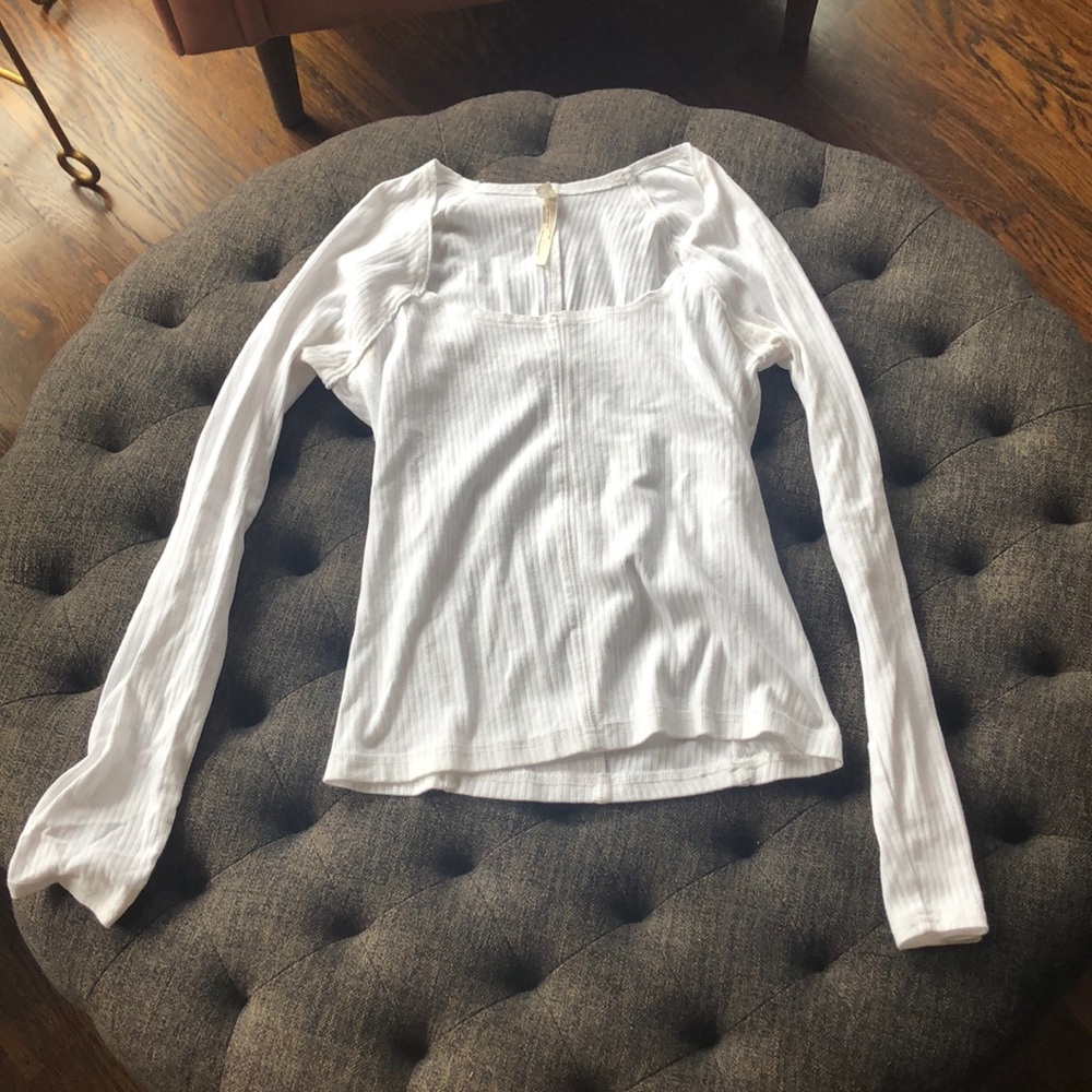 White free people long-sleeve top